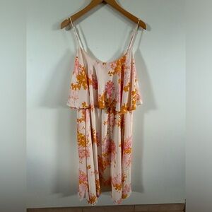 paper crown dress spaghetti strap sleeveless floral orange large